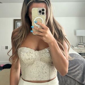Champagne Sparkly corset crop top!
